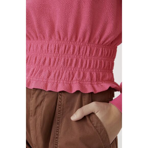 NEW Anthropologie Maeve Pink Smocked Boat Neck Pullover - Large - Picture 3 of 8